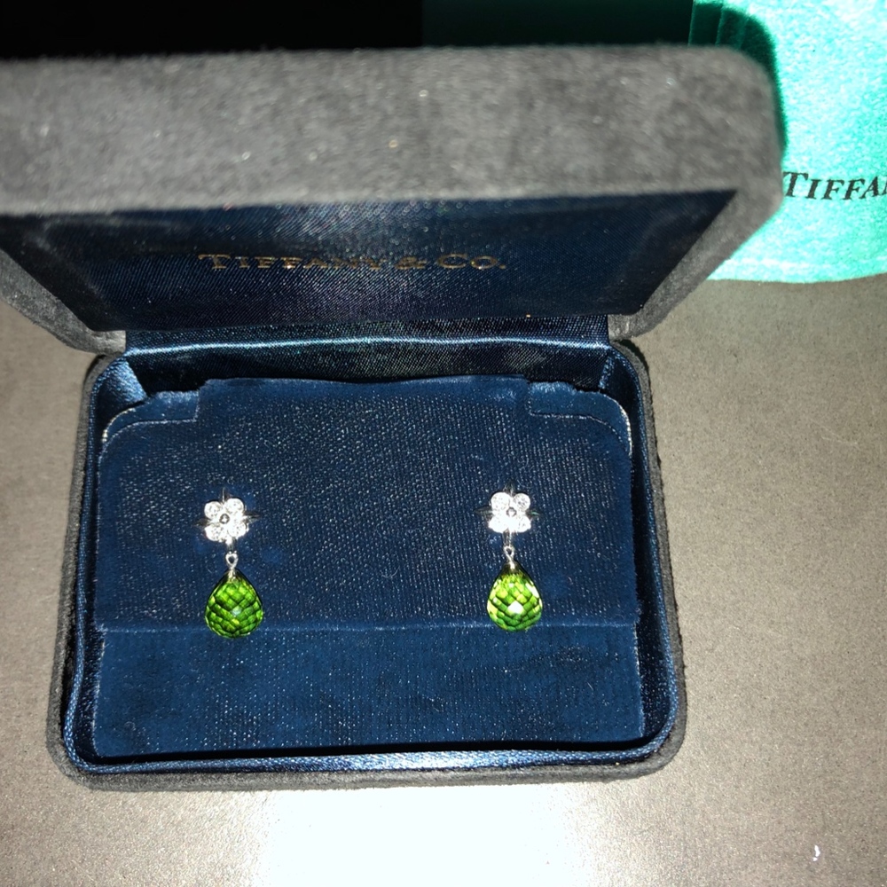 Tiffany Peridot and Diamond Earrings - Never worn
